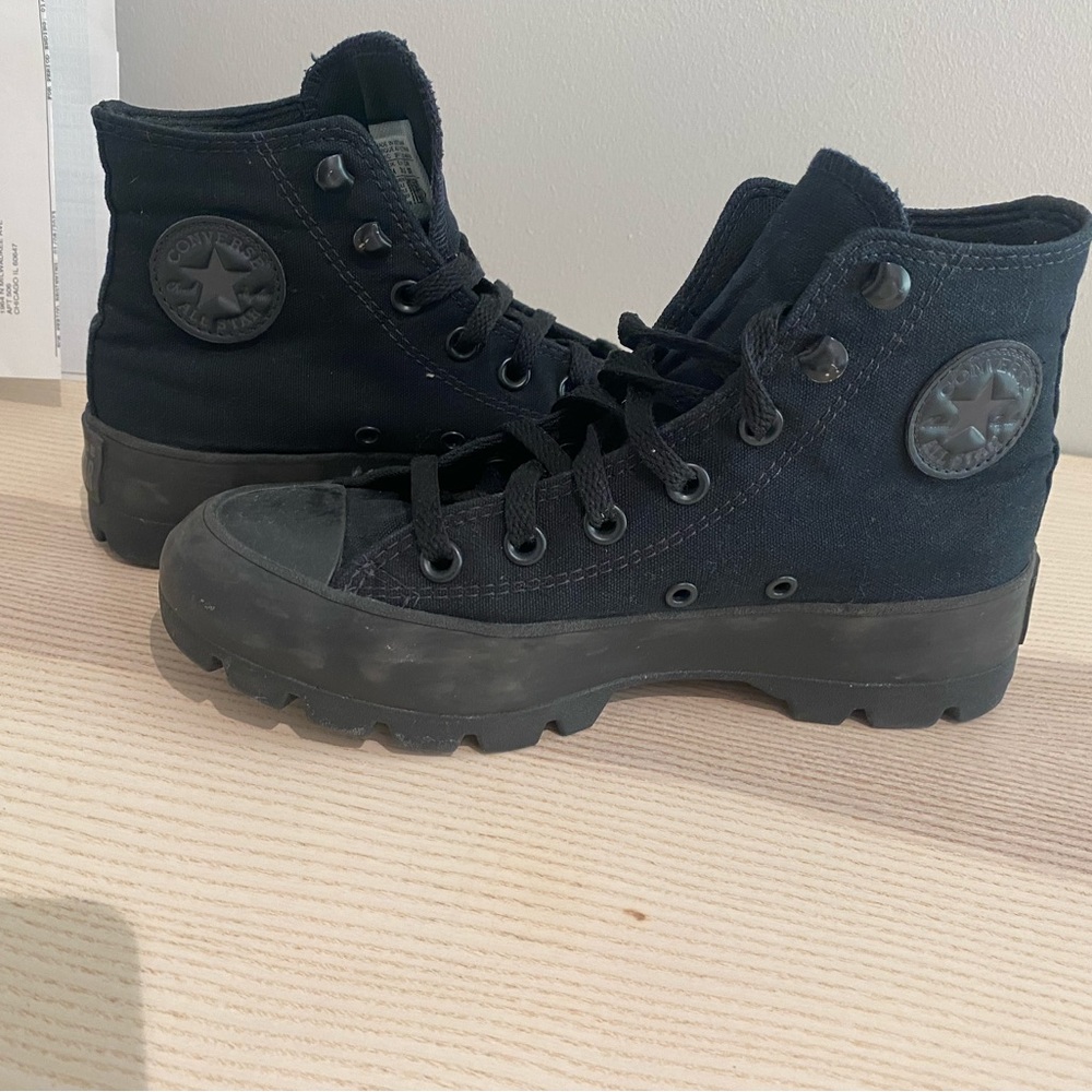 Converse Hi top lugged all-black sneakers